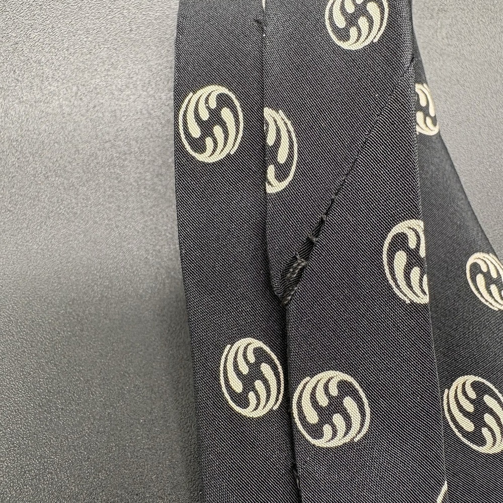 Polo Ralph Lauren Vintage Black Monogram Tie 56 Inch Made in USA 100% Silk 4 In - Picture 16 of 16